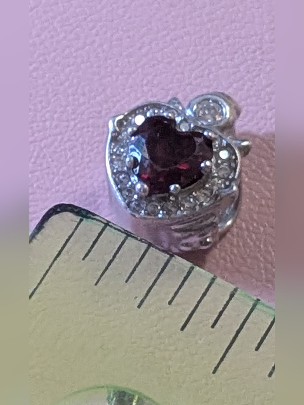 Sterling Silver Ruby July heart charm for Pandora bracelets